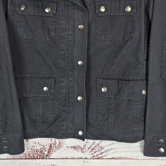 Kut from the Kloth M Dark Gray Barn Chore Coat Cotton Jacket Utility Indie Moto - Picture 5 of 11